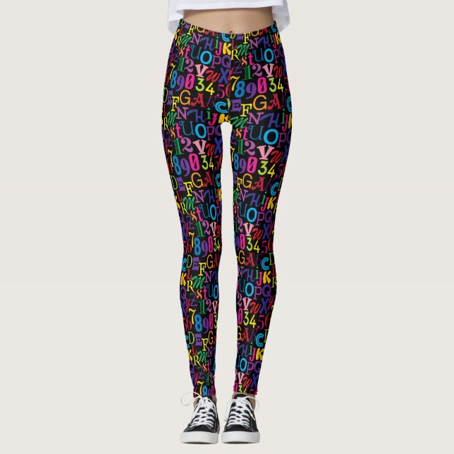 Legging ABCs super coloridos e 123s (Frente)