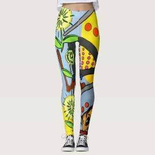 Legging Abelha Abstrato de Jardim do Meio-Século