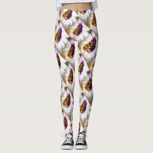 Legging Abelha De Mel Na Arte Acrílica De Margarida Africa