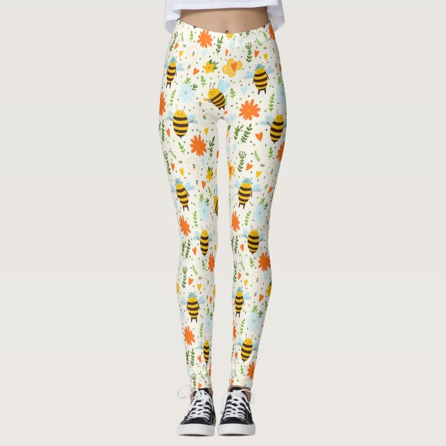 Legging Abelha Fresca Com Chapéus Azuis  (Frente)