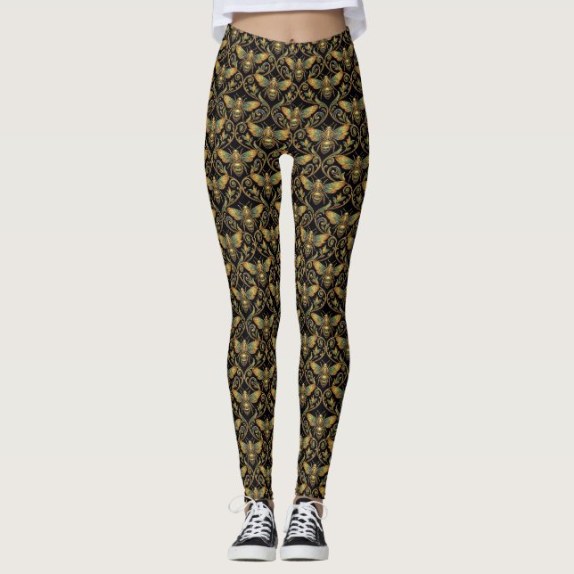 Legging Abelhas Art Nouveau Douradas (Frente)