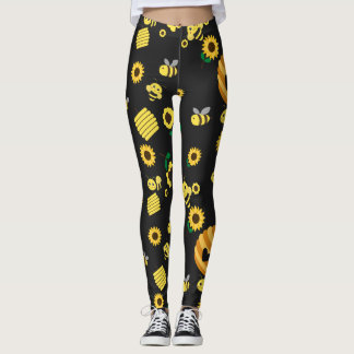 Legging Abelhas com colmeias e girassol