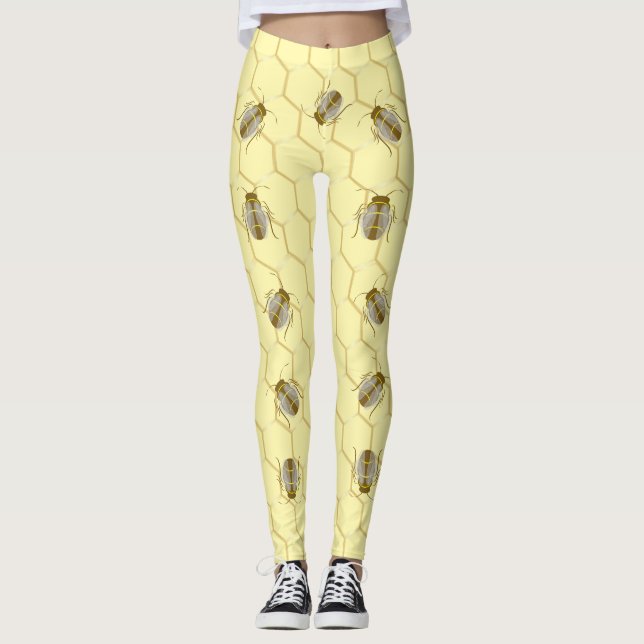 Legging Abelhas No Amarelo Honeycomb (Frente)