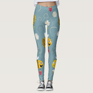 Legging Abelhas Polinizantes, Cena de Jardim Flor.