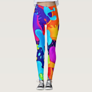 Legging Abertura vibrante da explosão de arte colorida