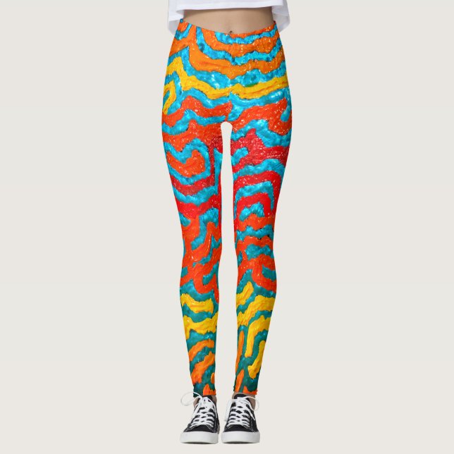 Legging ABL - 0288 - Mar de Abstrato - Pernas (Frente)