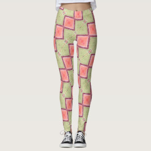 Legging ABL - 069 - Borboleta verde e salmão