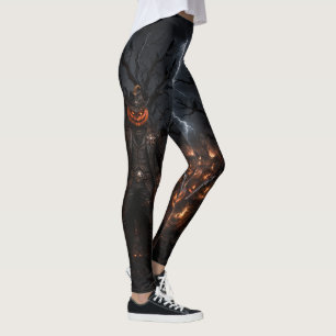 Legging Abóbora Assustadora de Halloween Xerife Cowboy Rel