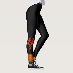 Legging Abóbora, crânio flamejante