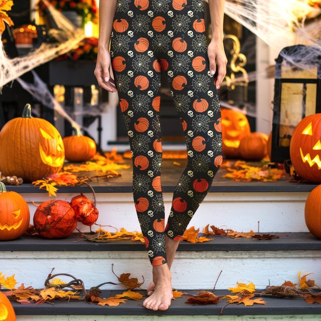 Legging Abóbora de Halloween e Caveira Festivo (Criador carregado)