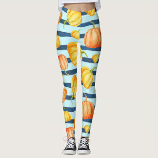 Legging Abóbora-de-laranja: decor listrado com cor-de-água