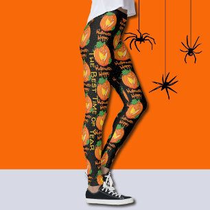 Legging Abóbora Personalizada De Pernas De Halloween