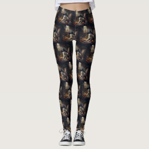 Legging Abóboras de Akita no Halloween Assustadoras