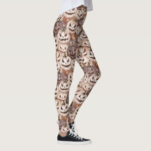 Legging Abóboras de Halloween Creme Borgonha