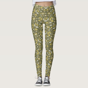 Legging Abraçar a Natureza com Padrões Florais Elegantes