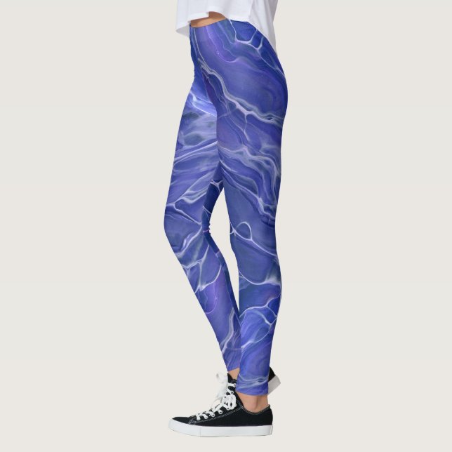 Legging Abstração Acrírica de Marble Azul lavanda (Esquerda)