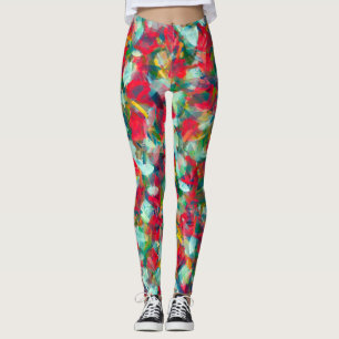 Legging Abstração Amarelo Azul Verde Vermelho Azul