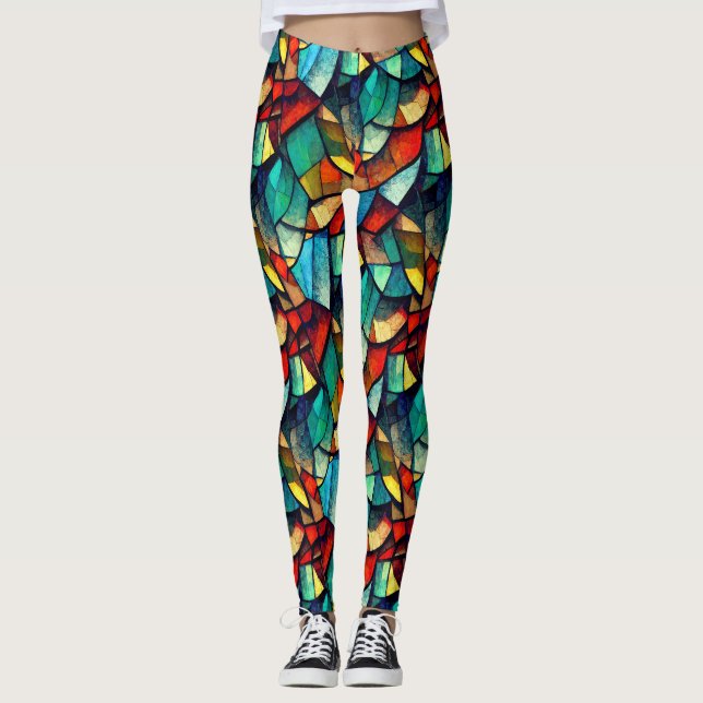 Legging Abstração Colorida de Vidro (Frente)
