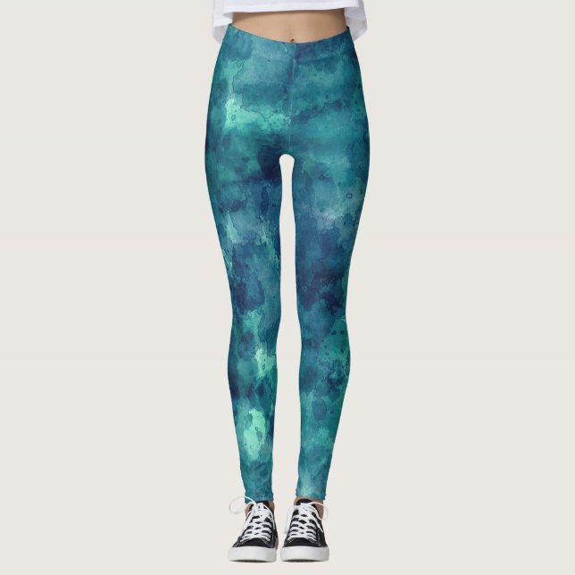 Legging Abstração da Aquarela Azul (Frente)