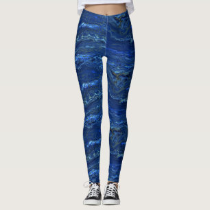 Legging Abstração de Acrírio de Mármore Dourado Azul e
