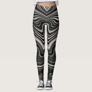 Legging Abstração de onda de zebra branca e negra