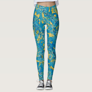 Legging Abstração Gráfica Amarelo e Azul