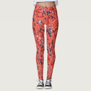Legging Abstração Gráfica Preta-Vermelho Preto-Branco
