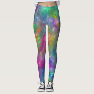 Legging Abstração Laranja Verde Azul-Magenta