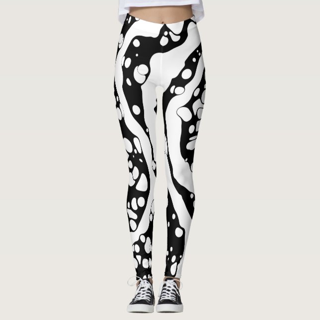 Legging Abstração Preta e Branca (Frente)