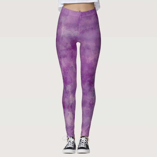 Legging Abstração Violeta de Aquarela Roxa (Frente)