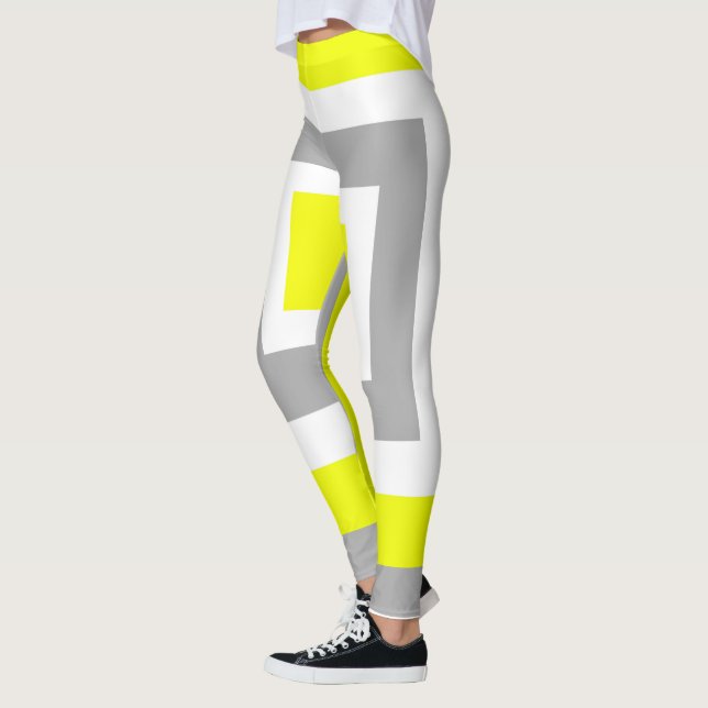 Legging Abstract Art Yellow Grey White (Esquerda)