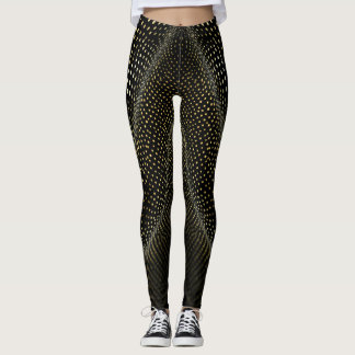 Legging Abstract Dot Pattern | Black & Yellow Halftone