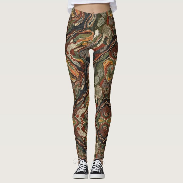 Legging Abstract Earth Tone Swirl Pattern (Frente)