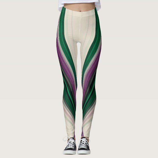 Legging Abstract Line Pattern | Purple & Teal (Frente)