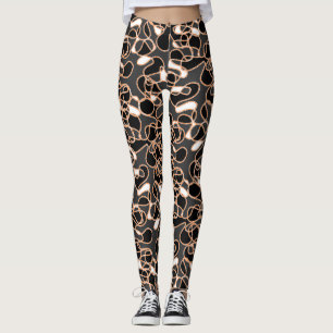 Legging Abstrato 290523 Preto, Laranja e Branco