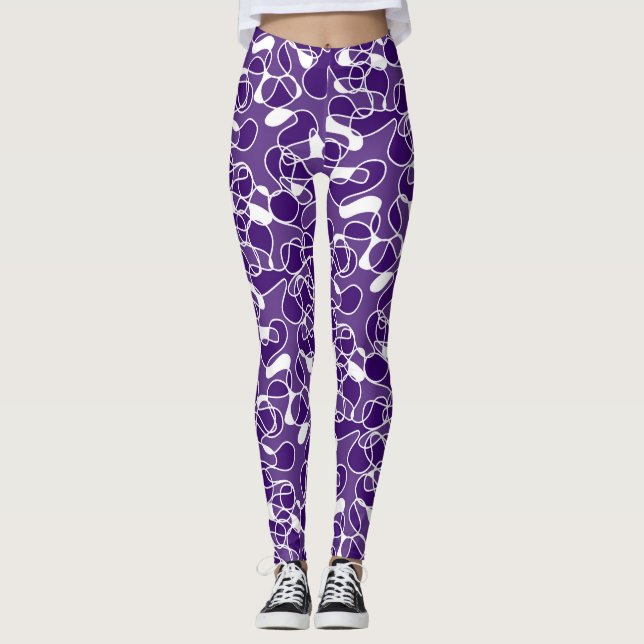Legging Abstrato 290523 Profundo Roxo e Branco (Frente)