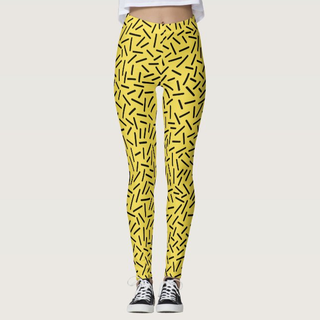 Legging Abstrato 300117 - Preto em Amarelo #F5DD4B (Frente)