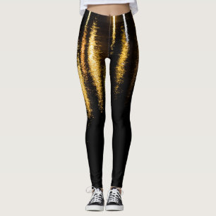 Legging Abstrato à noite ilumina reflexo de ouro brilhant