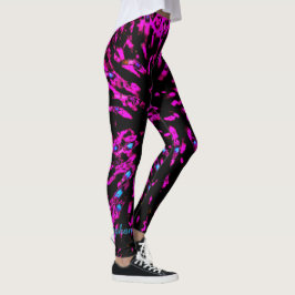 Legging Abstrato a rosa quente e preto, nome personalizado