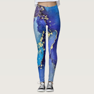Legging Abstrato Álcool Tinta Azul Azul Azul Azul Azul Aqu