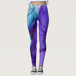Legging Abstrato Alcool Tinta Rich Teal & Purple