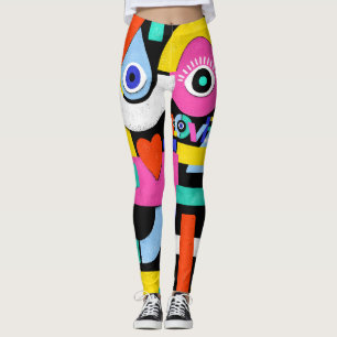 Legging Abstrato amor, olhos: padrão colorido