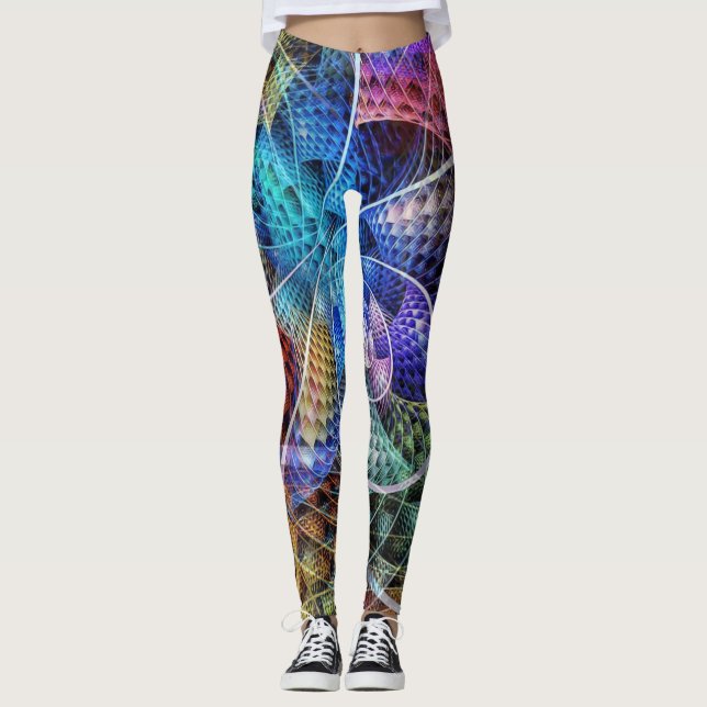 Legging Abstrato Apófise Fractal X + suas ideias (Frente)
