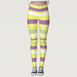 Legging Abstrato Art Cinzas Roxas Amarelas Stripes Brancas