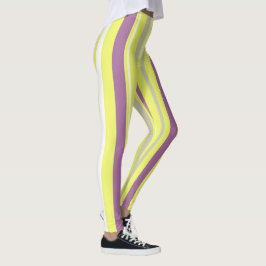 Legging Abstrato Art Cinzas Roxas Amarelas Stripes Brancas