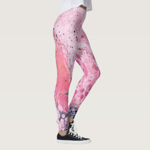 Legging Abstrato Art Com Pó De Tinta Acrínica   Preto ro