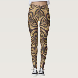 Legging Abstrato Art Deco: Elegância Dourada.