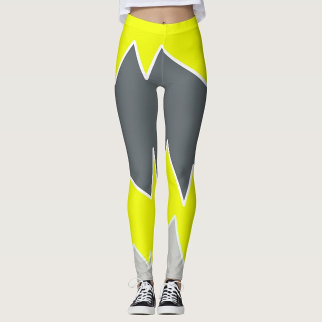 Legging Abstrato Art Pale Cinza Amarelo Cinza (Frente)