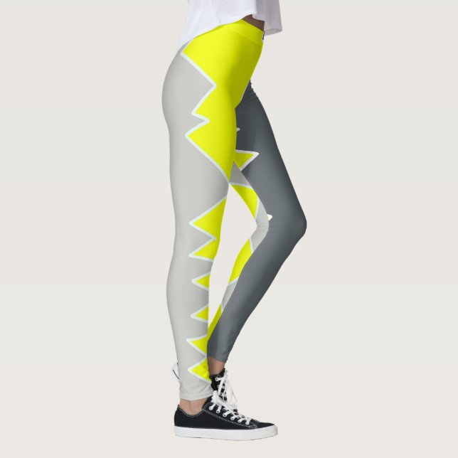 Legging Abstrato Art Pale Cinza Amarelo Cinza (Direita)