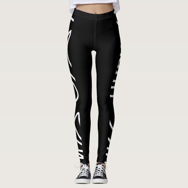 Legging Abstrato Art Preto E Branco (Frente)
